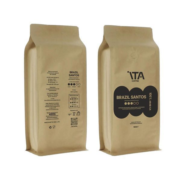 Кава в зернах ITA Coffee Brazil Santos 100% Arabica, 1 кг 3078710121 фото