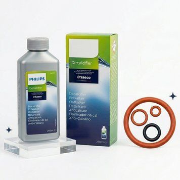 Комплект для обслуживания кофемашин Philips, Saeco Очиститель от накипи CA6700/10 + Ремкомплект заварного блока 3123021001 фото